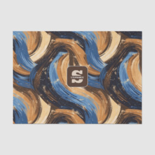 Papel De Seda Brochas de broche de abstracto de curry en azul y 