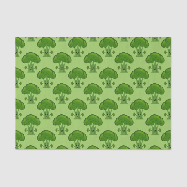 Papel De Seda Brócoli verde feliz (Anverso)