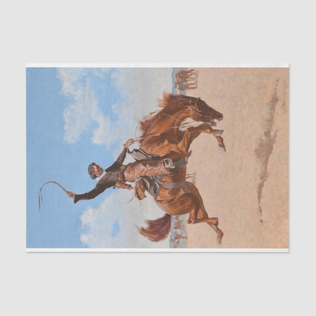 Papel De Seda Bronco Buster (por Frederic Remington) (Anverso)