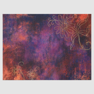 Papel De Seda Brotes dorados de flores en la página de Decoupage