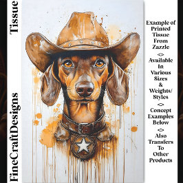 Papel De Seda Brown Dachshund Cowboy Sheriff Dog DP1 Decoupage