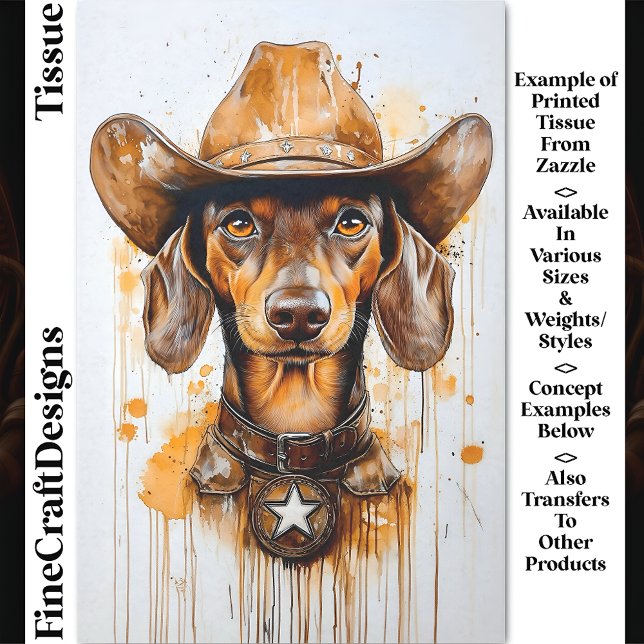 Papel De Seda Brown Dachshund Cowboy Sheriff Dog DP1 Decoupage (Subido por el creador)