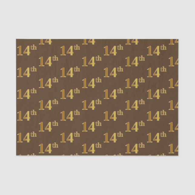 Papel De Seda Brown, Faux Gold 14th (Decimocuarto) Event (Anverso)