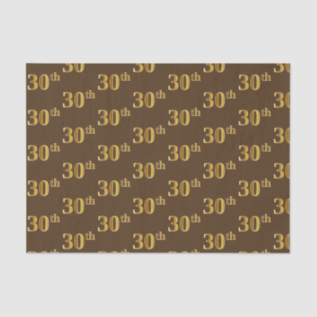 Papel De Seda Brown, Faux Gold 30th (Treinta) Event (Anverso)