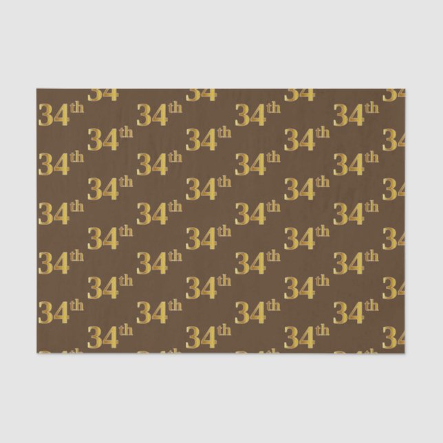 Papel De Seda Brown, Faux Gold 34th (Treinta y Cuarto) Event (Anverso)