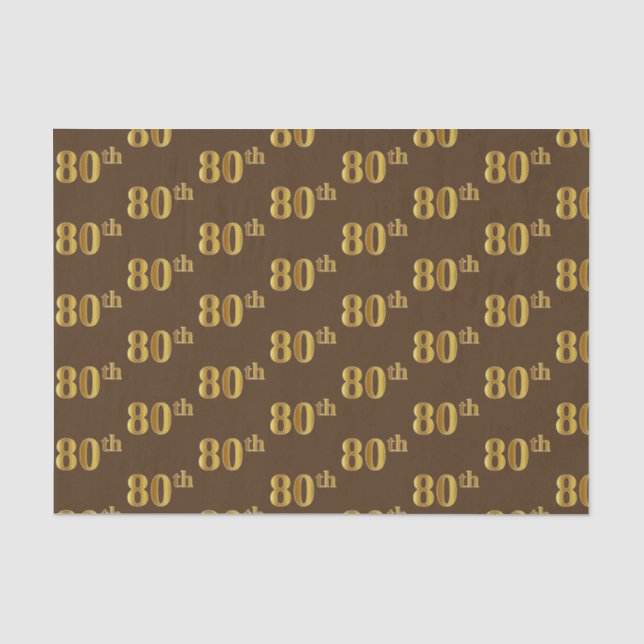 Papel De Seda Brown, Faux Gold 80th (Ochenta) Event (Anverso)