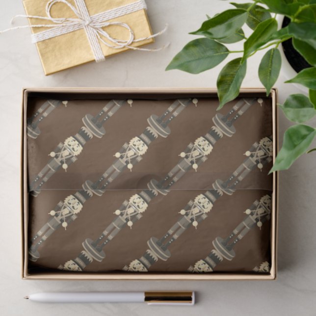Papel De Seda Brown Nutcracker Soldier Christmas Wrapping Paper (Regalo )