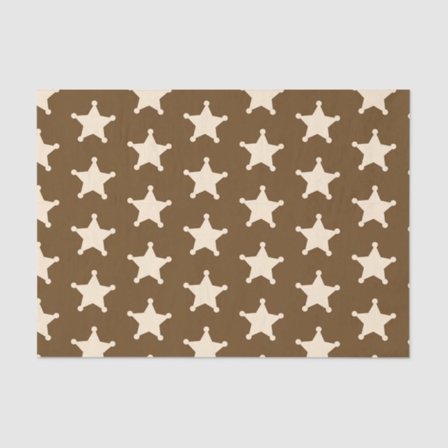 Papel De Seda Brown White Sheriff Cowboy Stars Rustic Farmer (Anverso)