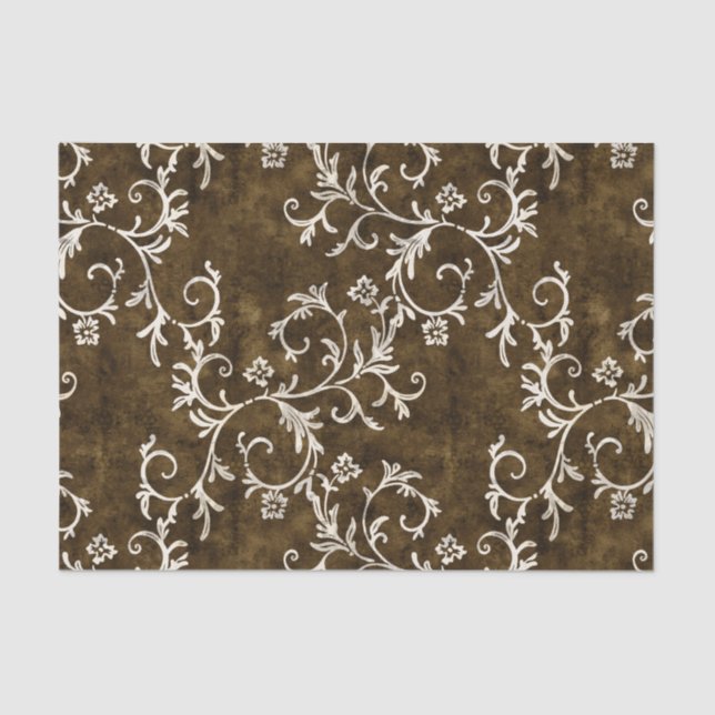 Papel De Seda Brown y damasco blanco (Anverso)