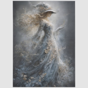 Papel De Seda Bruja Blanca Fantasía Gótica Moody para Decoupage