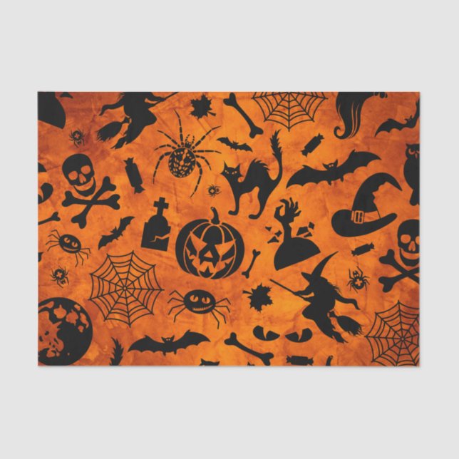 Papel De Seda Bruja de Halloween muy espeluznante, gato negro, c (Anverso)