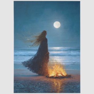 Papel De Seda Bruja de Playa a la Luz de la Luna Decoupage