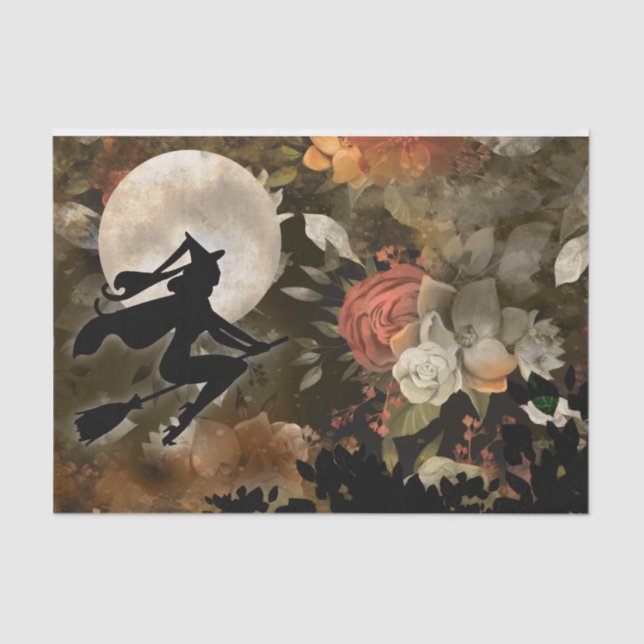Papel De Seda Bruja en Halloween Moon Flowpage Decoupage (Anverso)