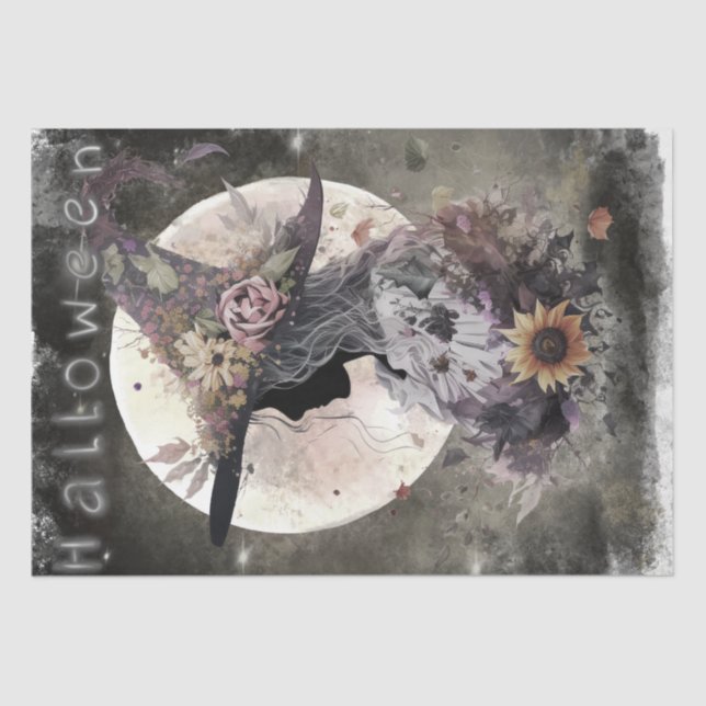 Papel De Seda Bruja floral mística (Anverso)