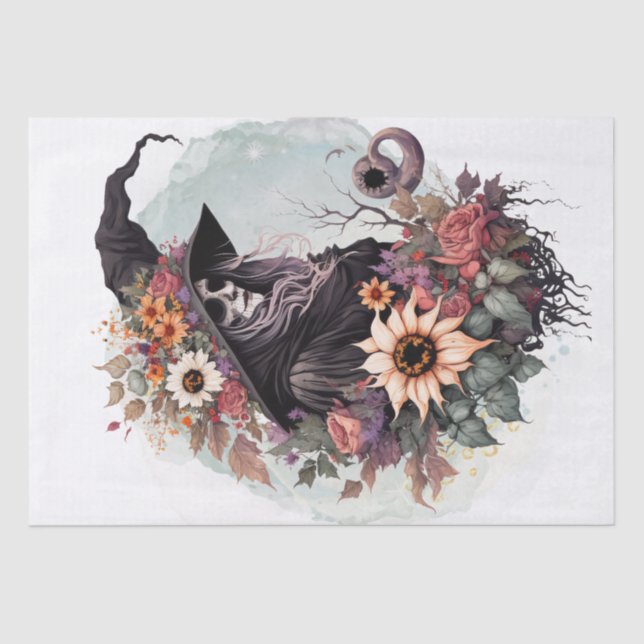 Papel De Seda Bruja floral mística (Anverso)
