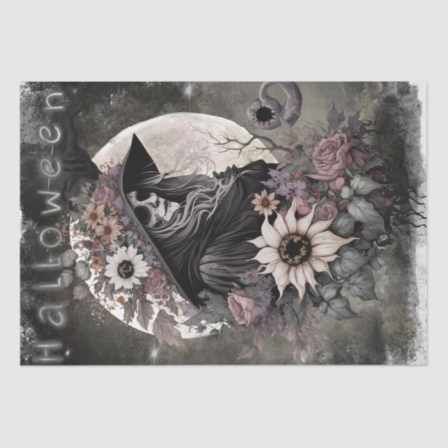 Papel De Seda Bruja floral mística (Anverso)
