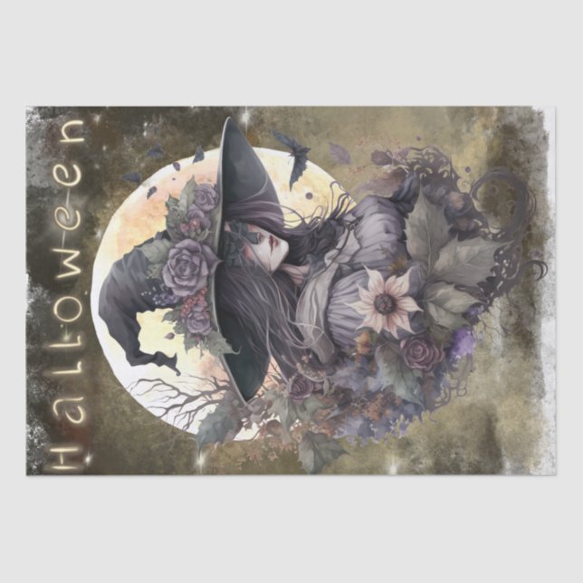 Papel De Seda Bruja floral mística (Anverso)