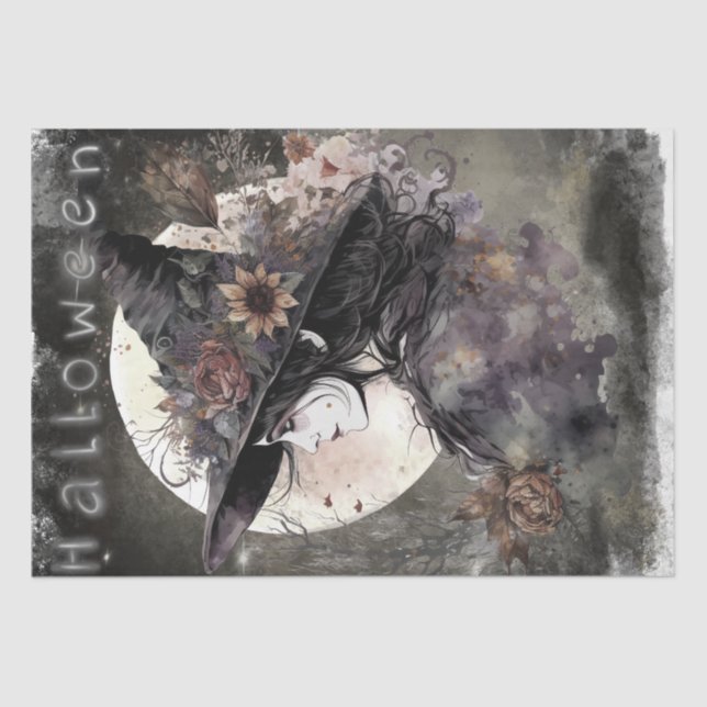 Papel De Seda Bruja floral mística (Anverso)