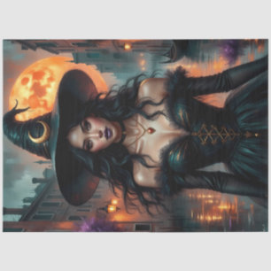 Papel De Seda Bruja gótica de la luna de sangre - Halloween de f