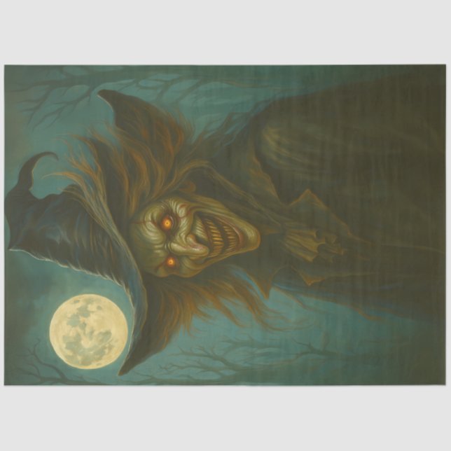 Papel De Seda Bruja malvada pervertida bajo la luna llena Oscura (Anverso)