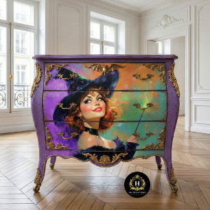 Papel De Seda Bruja Pelirroja Juguetona de Halloween Decoupage