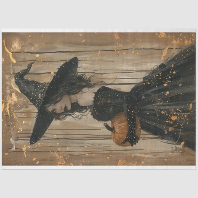 Papel De Seda Bruja sosteniendo una desconexión de calabaza (Anverso)