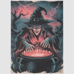 Papel De Seda Bruja y caldero de Halloween espeluznante de moda