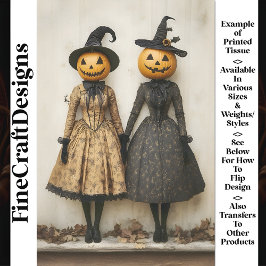 Papel De Seda Brujas de Calabaza Steampunk Victorianas AL5 Decou