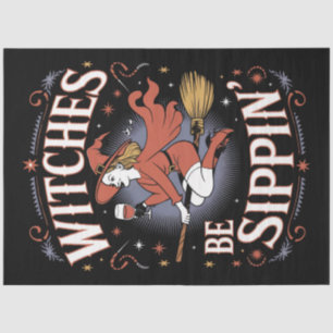 Papel De Seda Brujas Están Bebiendo Halloween Vacaciones Espeluz