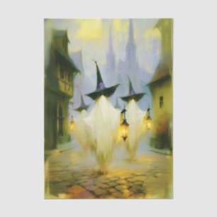 Papel De Seda Brujas Fantasmales en Niebla en Pueblo Gótico FN6R