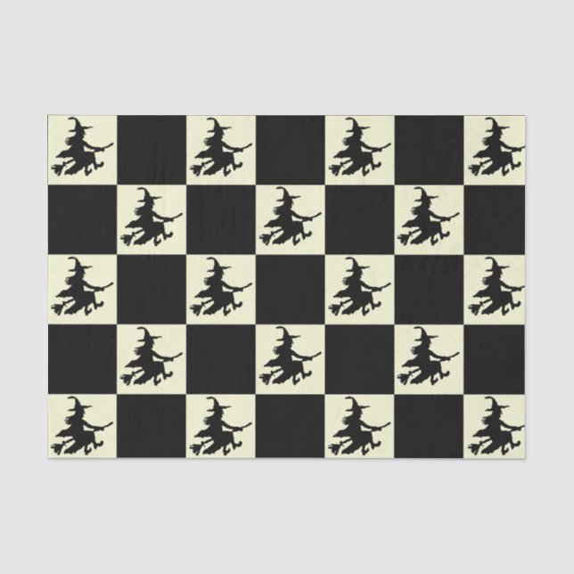 Papel De Seda Brujas Negras de Cuadros (Anverso)