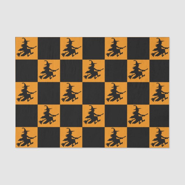Papel De Seda Brujas Negras de Cuadros (Anverso)