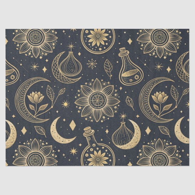 Papel De Seda Brujería Celestial Mística - Botánica Dorada (2) (Anverso)