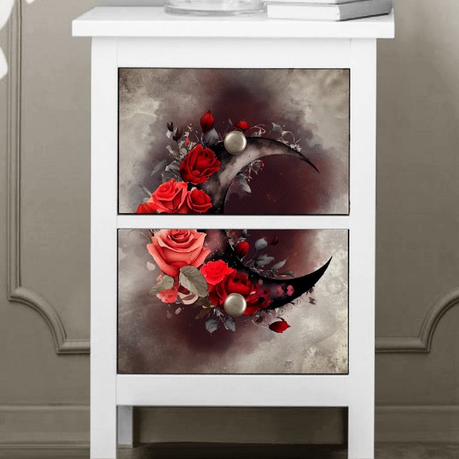 Papel De Seda Brujería | Luna Crescent con rosas rojas góticas (Subido por el creador)