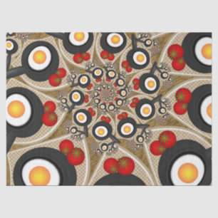 Papel De Seda Brunch Fractal Art Comida divertida, Tomates, Huev