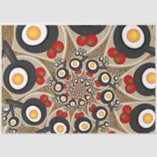 Papel De Seda Brunch Fractal Art Comida divertida, Tomates, Huev
