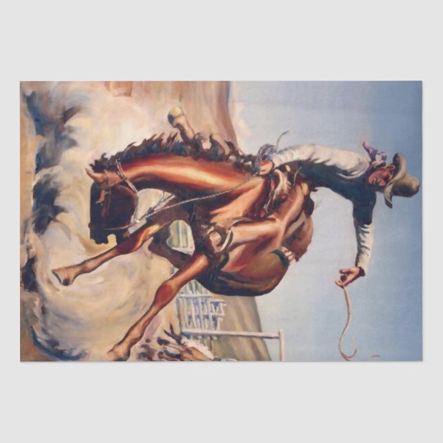 Papel De Seda “Bucking Bronco” Arte Occidental de Will James (Anverso)