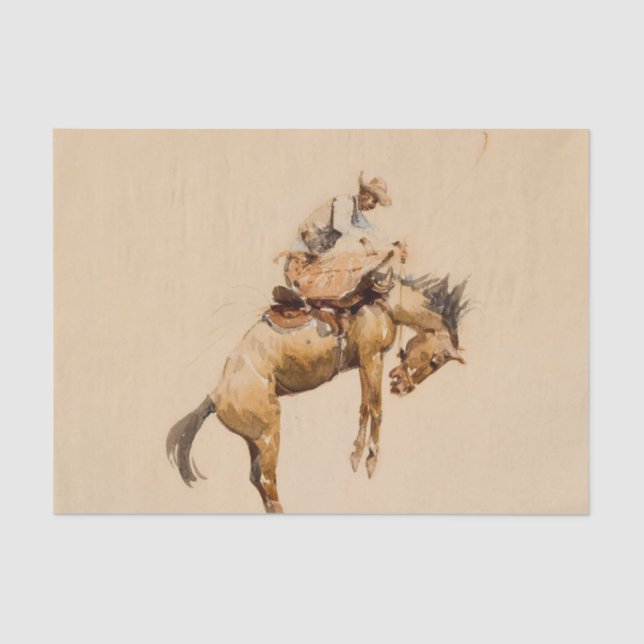 Papel De Seda Bucking Bronco por Edward Borein (Anverso)
