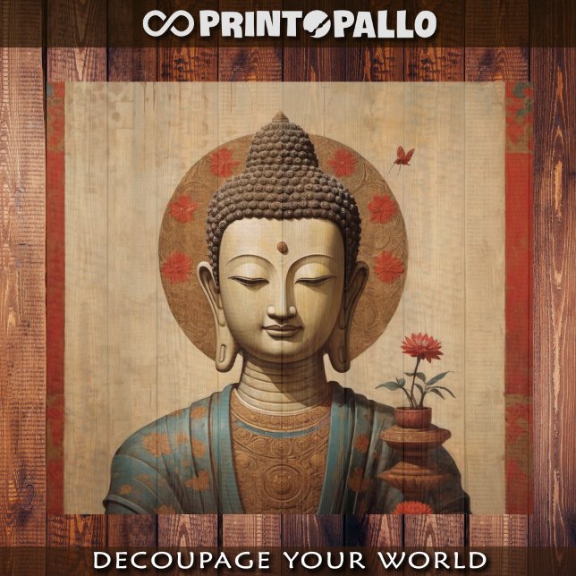 Papel De Seda Buda indio en pergamino con flores (Subido por el creador)