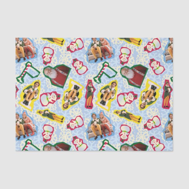 Papel De Seda Buddy the Elf and Santa North Pole Pattern (Anverso)