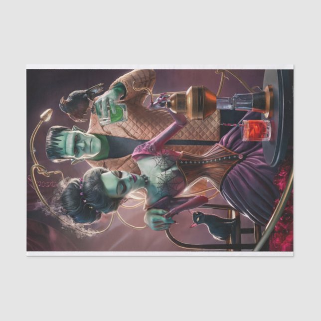 Papel De Seda Buena Química, Monstruo Frankenstein y su novia (Anverso)