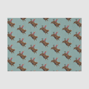 Papel De Seda Buey vintage montando vaquero