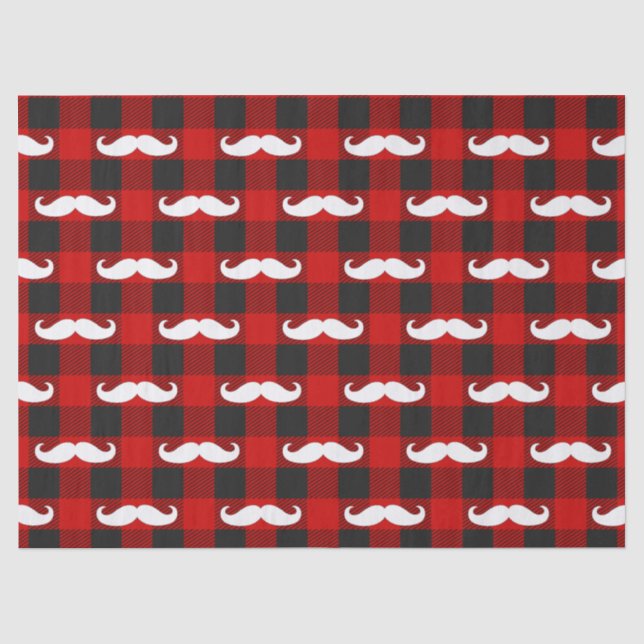 Papel De Seda Búfalo blanco de bigote negro y rojo (Anverso)