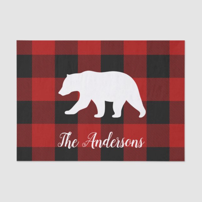 Papel De Seda Búfalo Rojo Tapado y Oso | Entrega de nombre perso (Anverso)