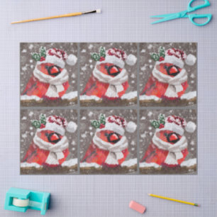 Papel De Seda Bufanda de pájaro cardenal Sombrero de nieve Navid