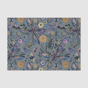 Papel De Seda Bugs de garabatos en gris tardío