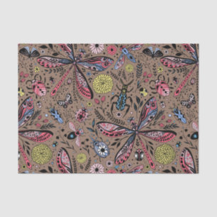 Papel De Seda Bugs de garabatos en mocha marrón