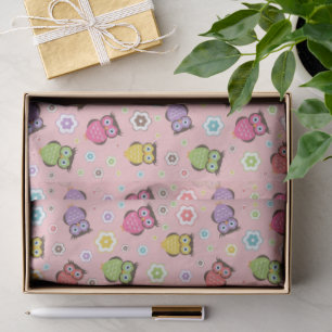 Papel De Seda Búho Adorable y Diseño Floral
