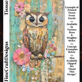 Papel De Seda Búho de medios mixtos texturizado, desenlace de DJ