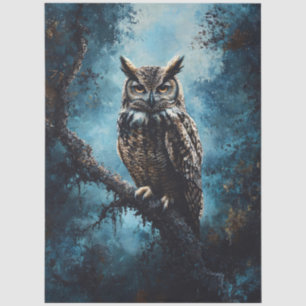 Papel De Seda Búho en rama de árbol en decoupage